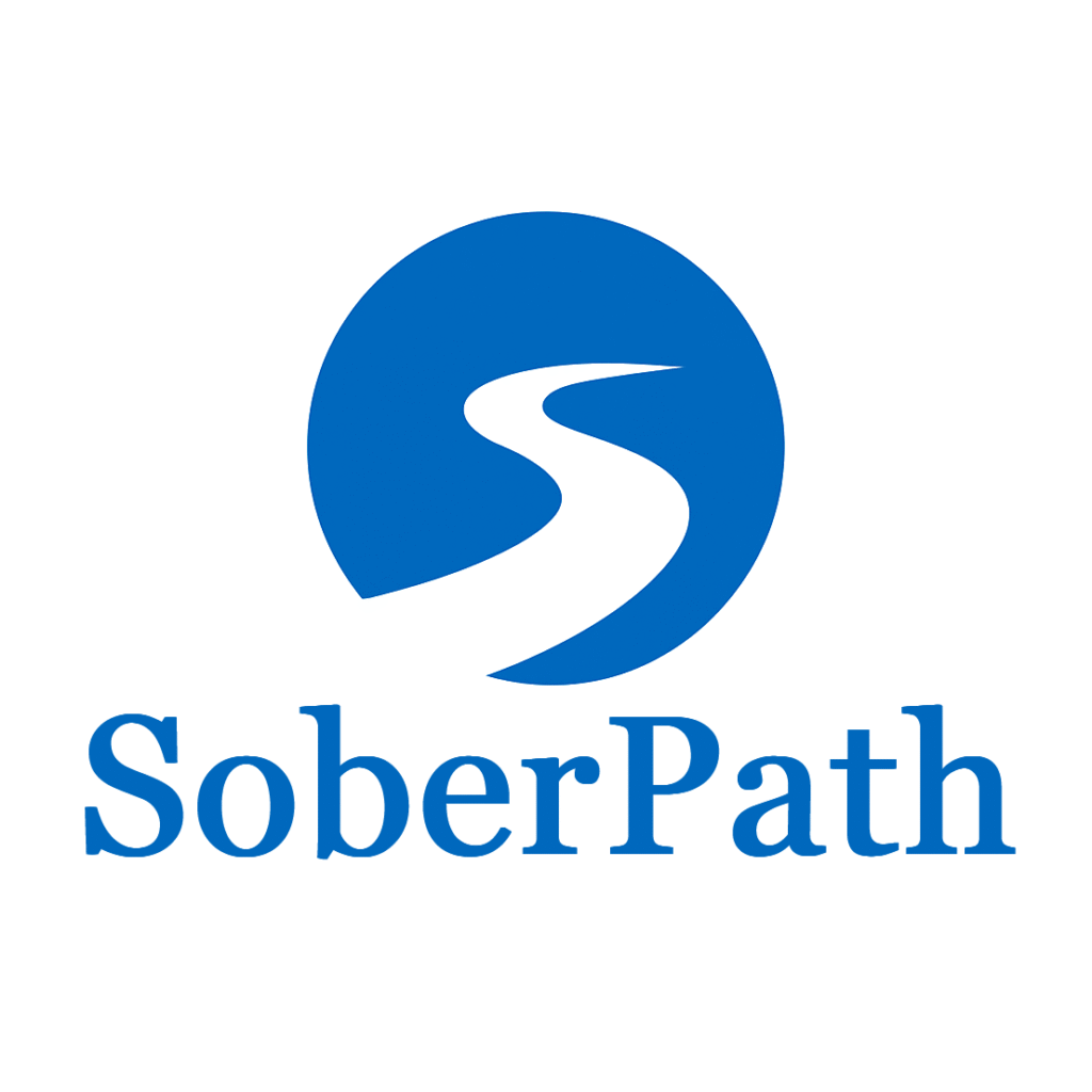 SoberPath logo with a winding path inside a circle