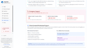 SoberPath app Crisis & Emergency Support screen showing hotlines and immediate resources for users in crisis
